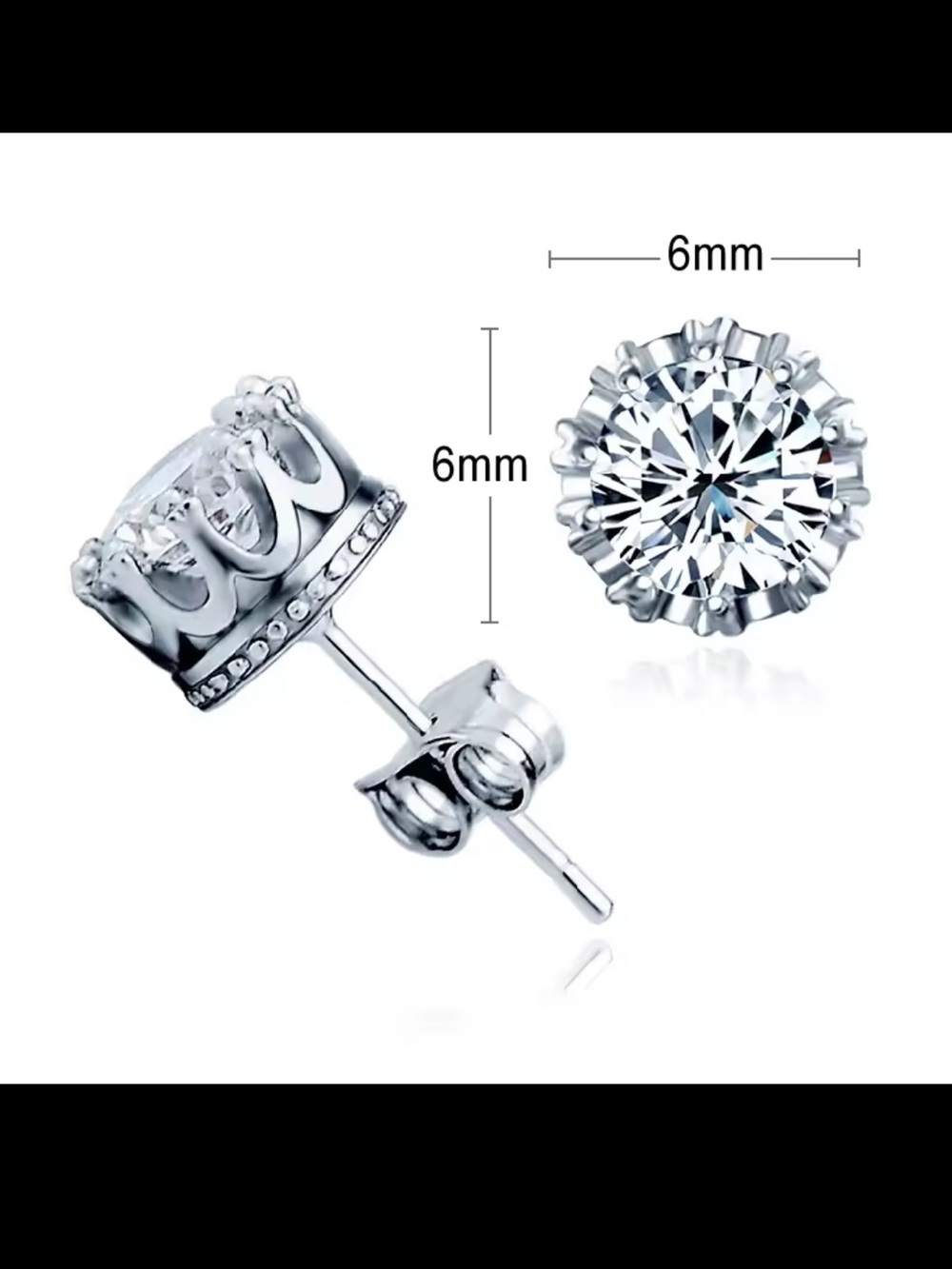 925 Sterling Silver Crown Stud Earrings AAA Sparkling Zirconia Earrings NEW
